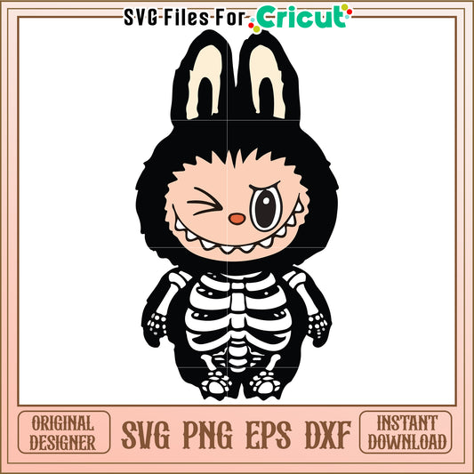 Black labubu halloween design svg, spooky labubu costume svg, popmart labubu png