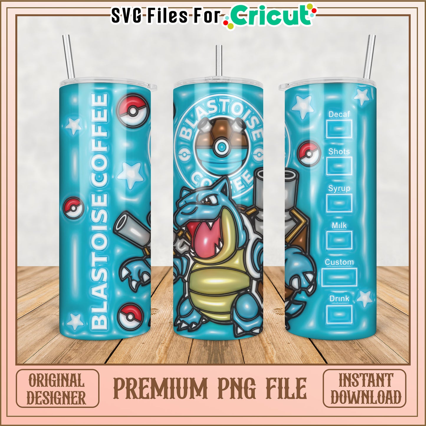 Blastoise Coffee Tumbler PNG Design