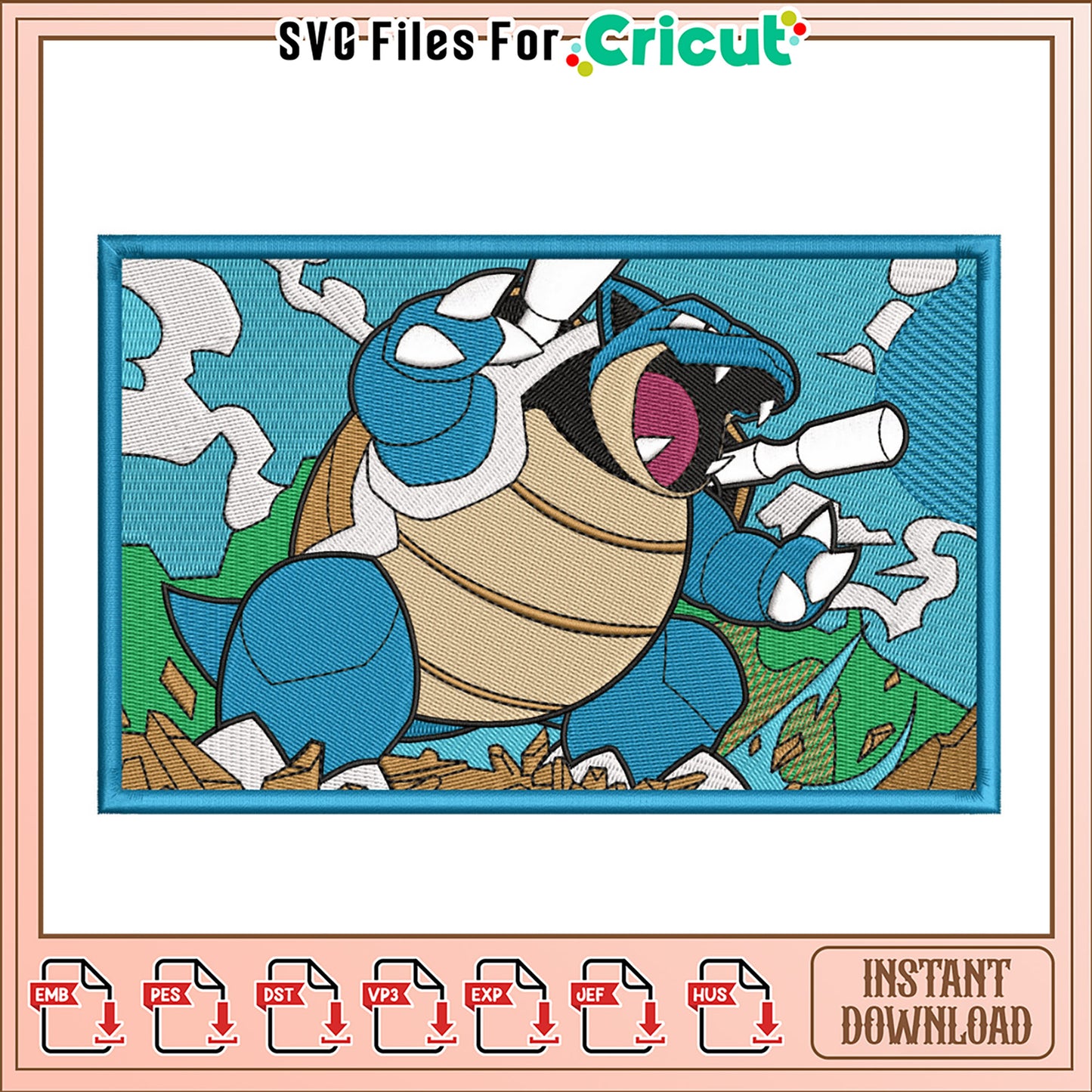 Blastoise Embroidery Design Instant Download
