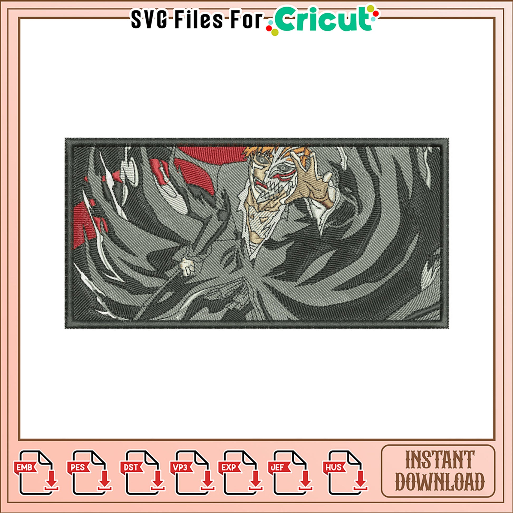 Bleach Ichigo Kurosaki Embroidery Design Instant Download