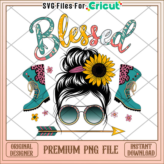 Blessed Mess Bun PNG Design