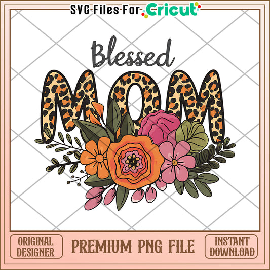 Blessed Mom Leopard Print PNG