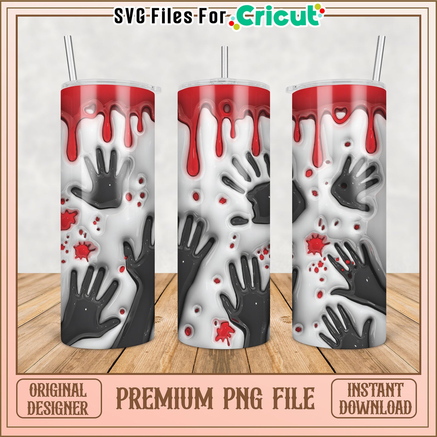 Bloody Hands PNG Tumbler Design