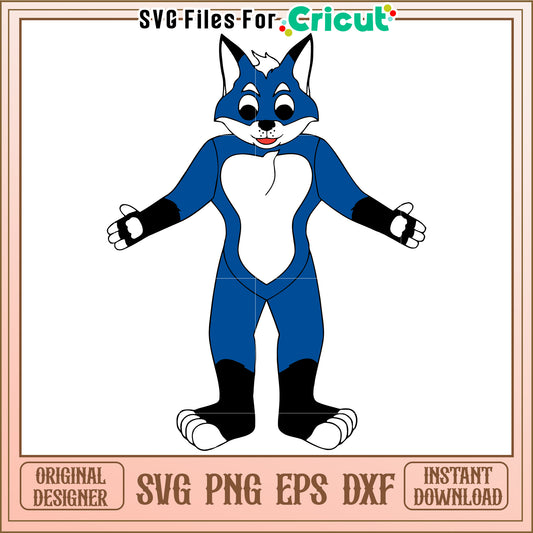 Blue Cartoon Fox SVG Design for Cricut Projects, Perfect for DIY Crafts