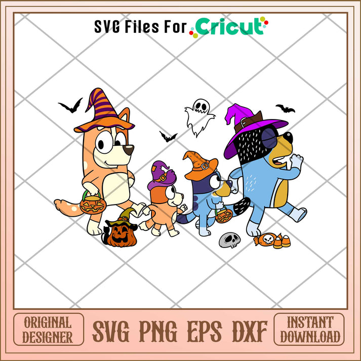 Blue Dog Family Halloween Svg, bluey characters svg, Digital Download ...