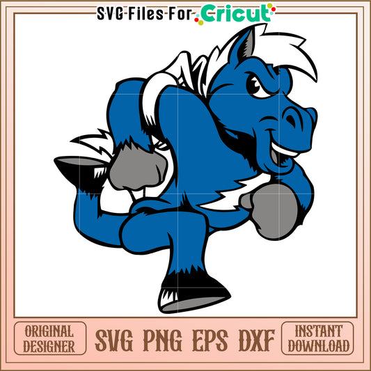 Blue Horse Mascot SVG Design for Crafting, Perfect for DIY Projects