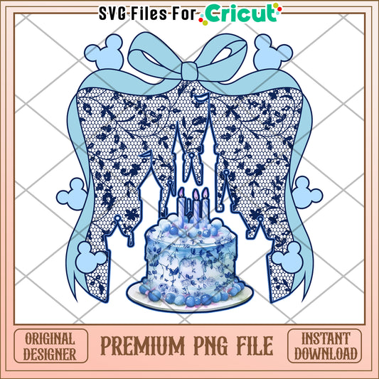 Blue Lace Birthday Cake PNG