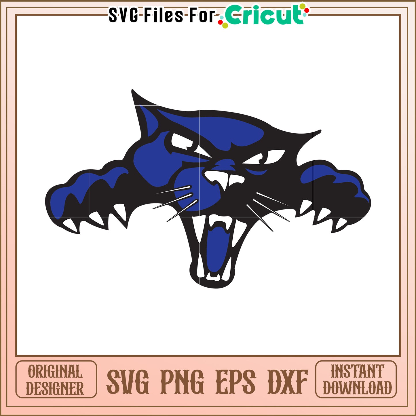 Blue Panther Head SVG Design for Cricut, Perfect for DIY Projects and Crafts