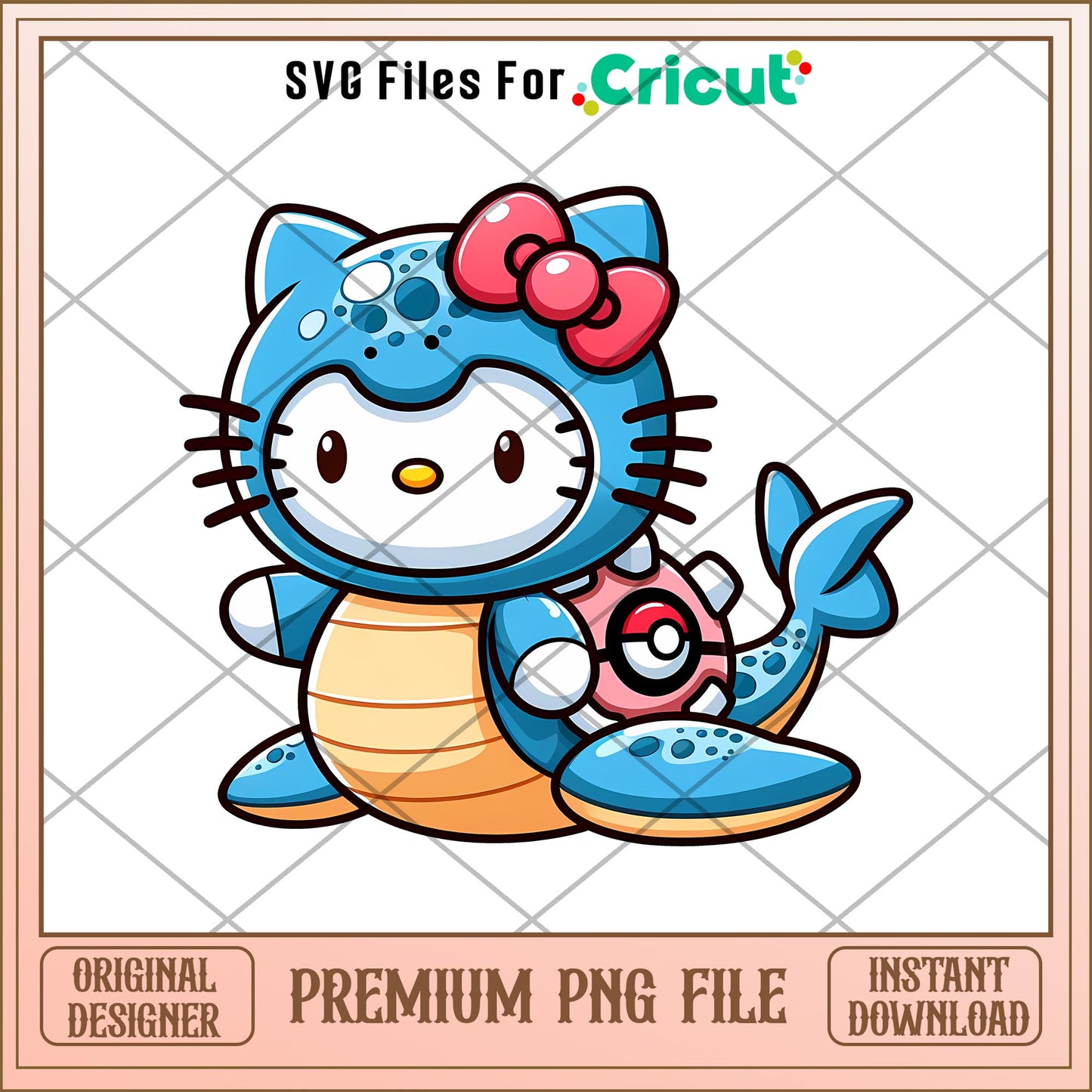Blue Pokemon Hello Kitty png, pokemon png, digital download