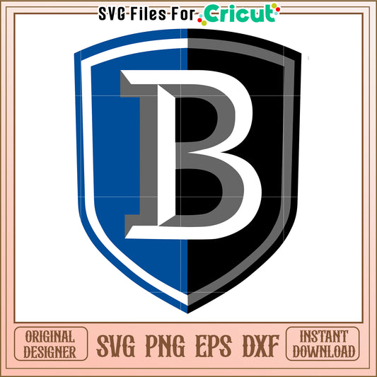 Blue and Black Shield Logo Design for Cricut, Ideal for Crafting Projects