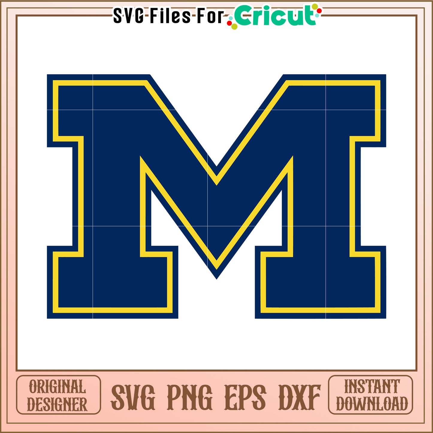 Blue and Gold Letter M SVG Design for Cricut, Perfect for Custom Projects