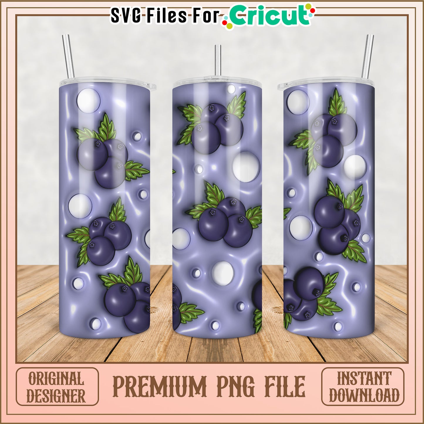 Blueberry Tumbler PNG Sublimation Design