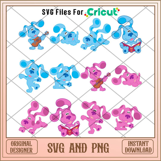 Blue clues blue and pink dogs svg bundle 