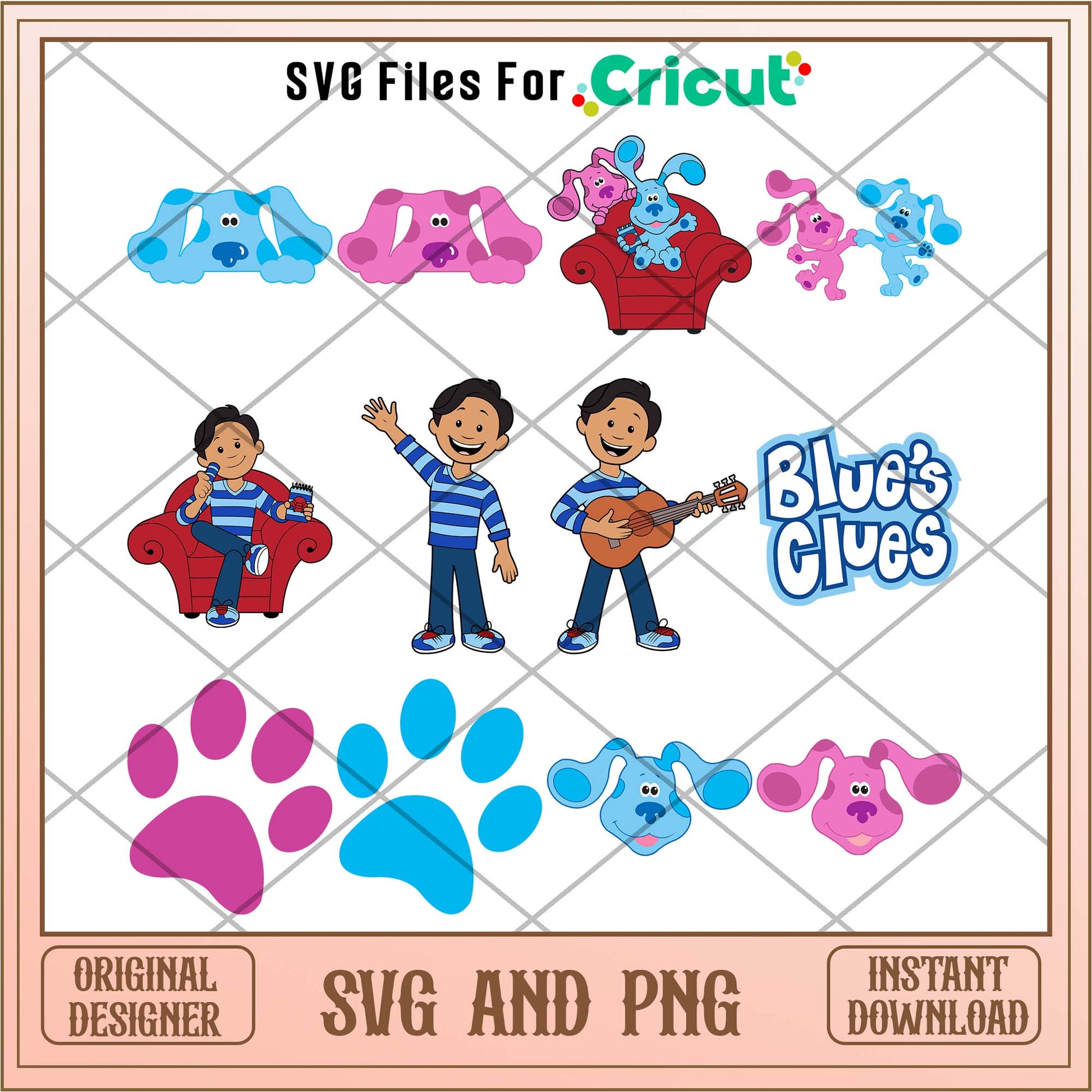 Blue clues cartoon characters svg bundle