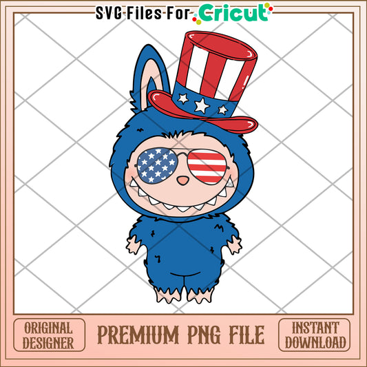 Blue labubu american png, labubu keychain png, independence day png