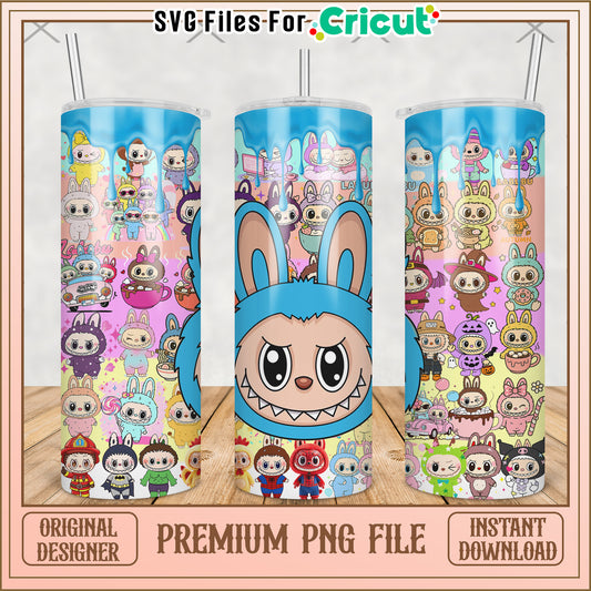 Blue labubu and friends tumbler png, labubu doll png, labubu toys png