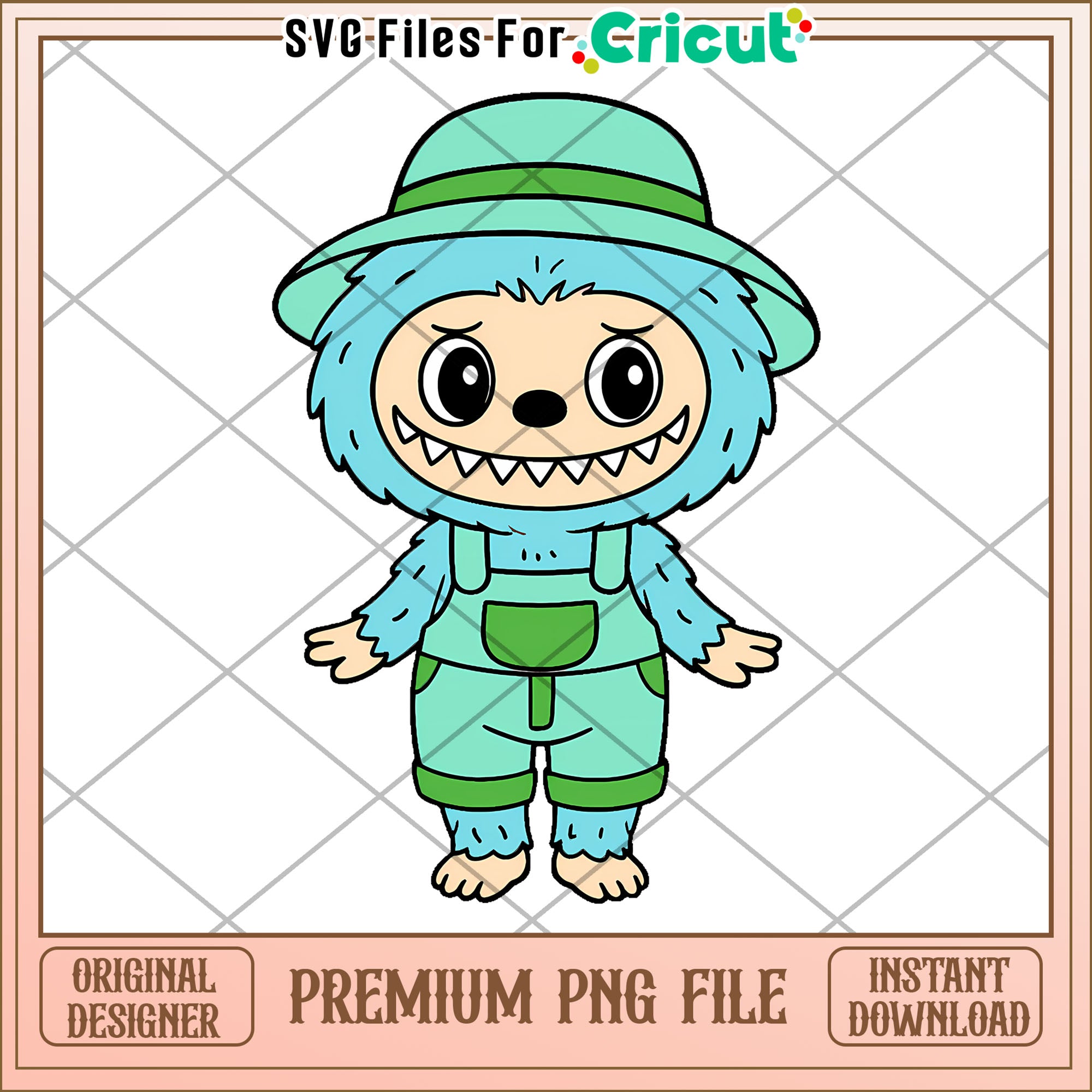 Blue labubu and green hat png, labubu cartoon png, labubu characters p ...
