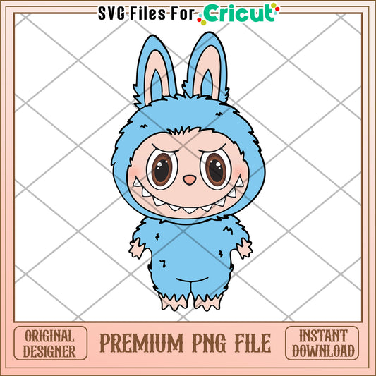 Blue labubu design png, labubu png, have a seat labubu​ png