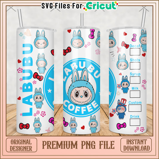 Blue labubu tumbler png, labubu clothes png, labubu clothes png
