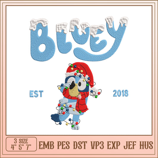 Bluesy Christmas Embroidery Design