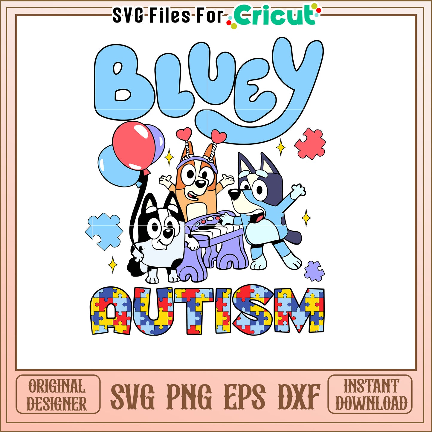 Bluey Autism Awareness SVG