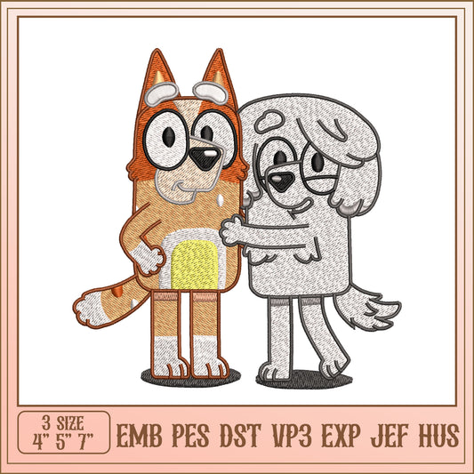 Bluey Bingo Hug Embroidery Design