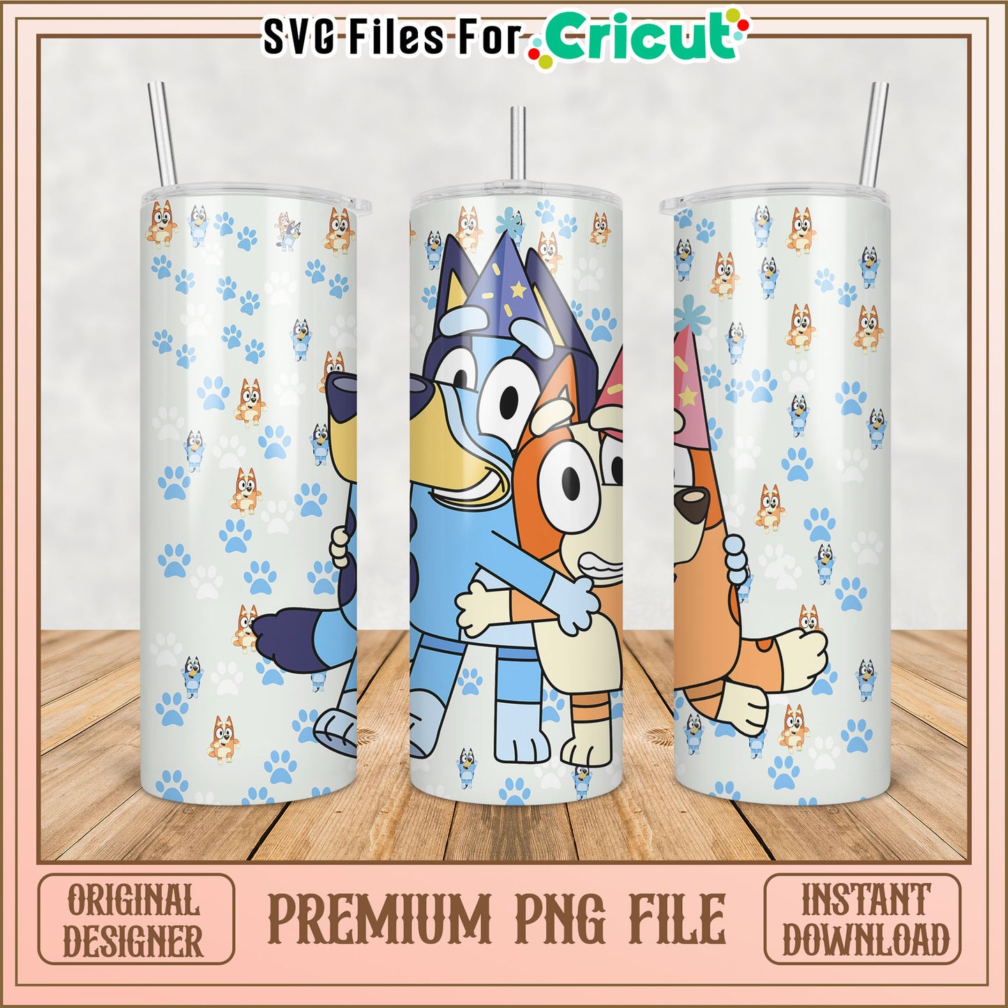 Bluey Bingo Tumbler PNG Cricut File