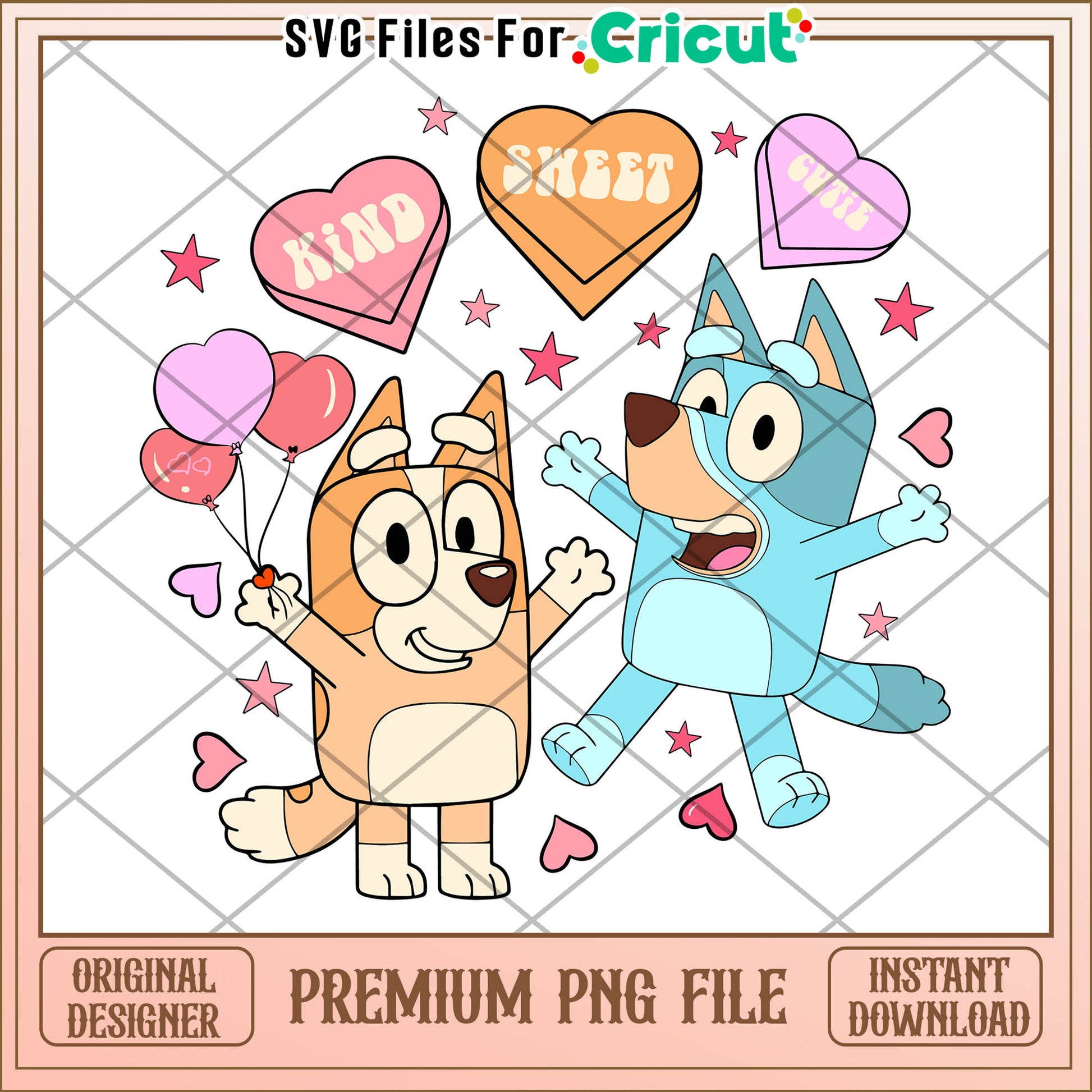 Bluey Bingo Valentines PNG Cricut