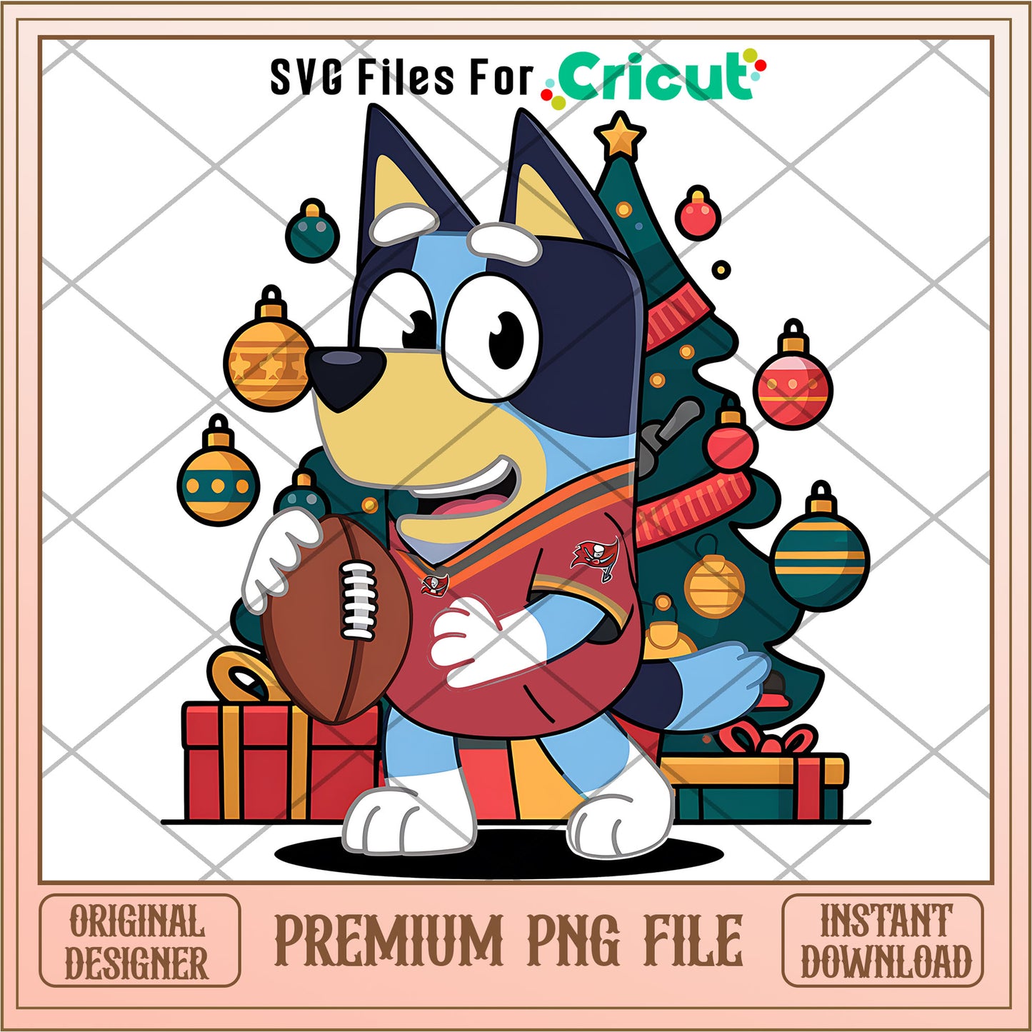 Bluey Buccaneers christmas tree png, Tampa Bay Buccaneers png, NFL png
