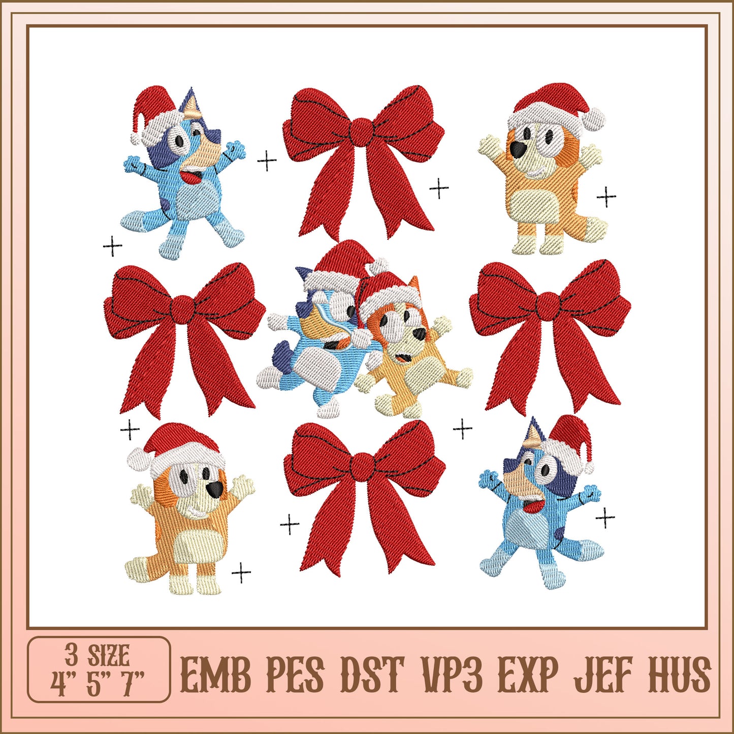 Bluey Christmas Embroidery Designs