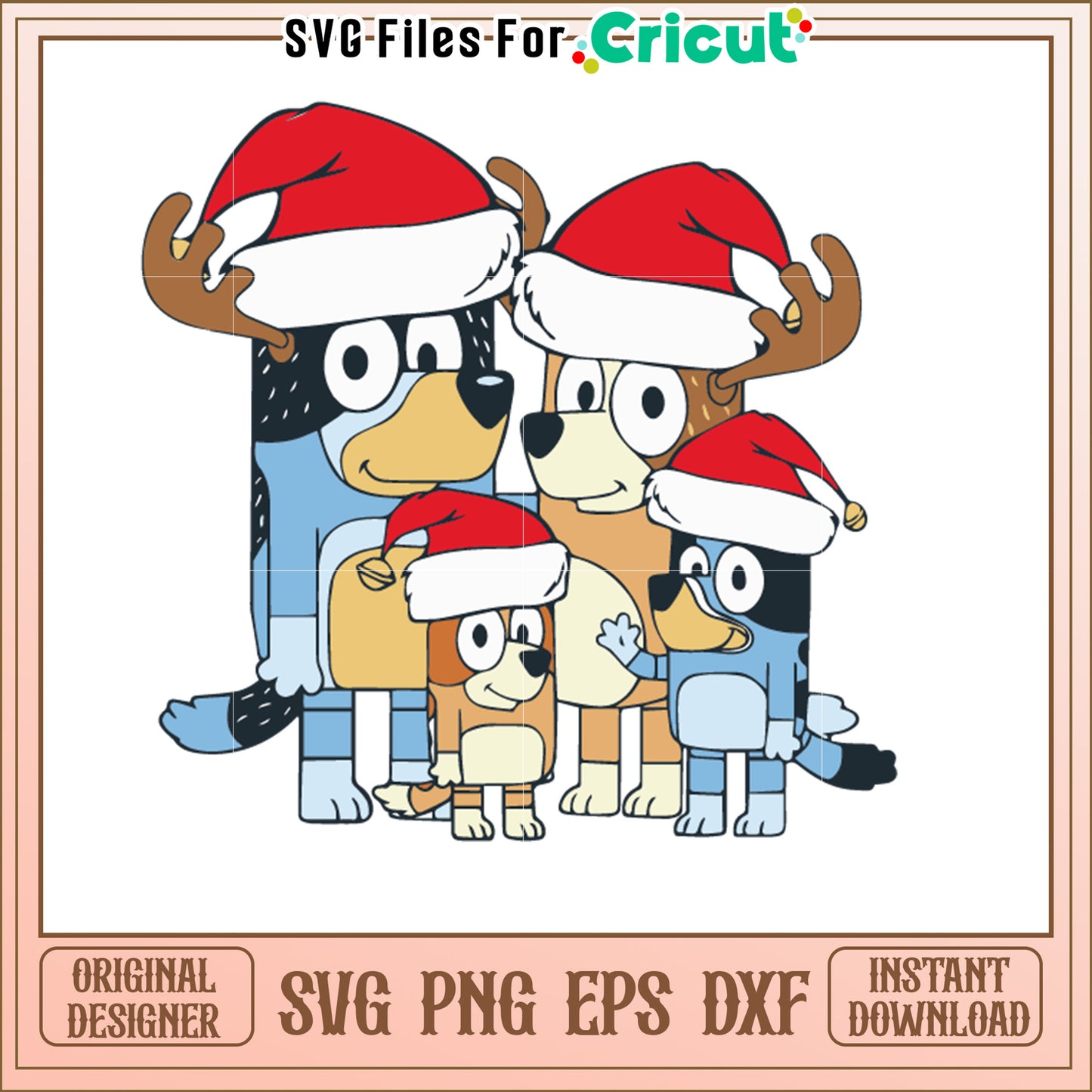 Bluey Christmas Family SVG