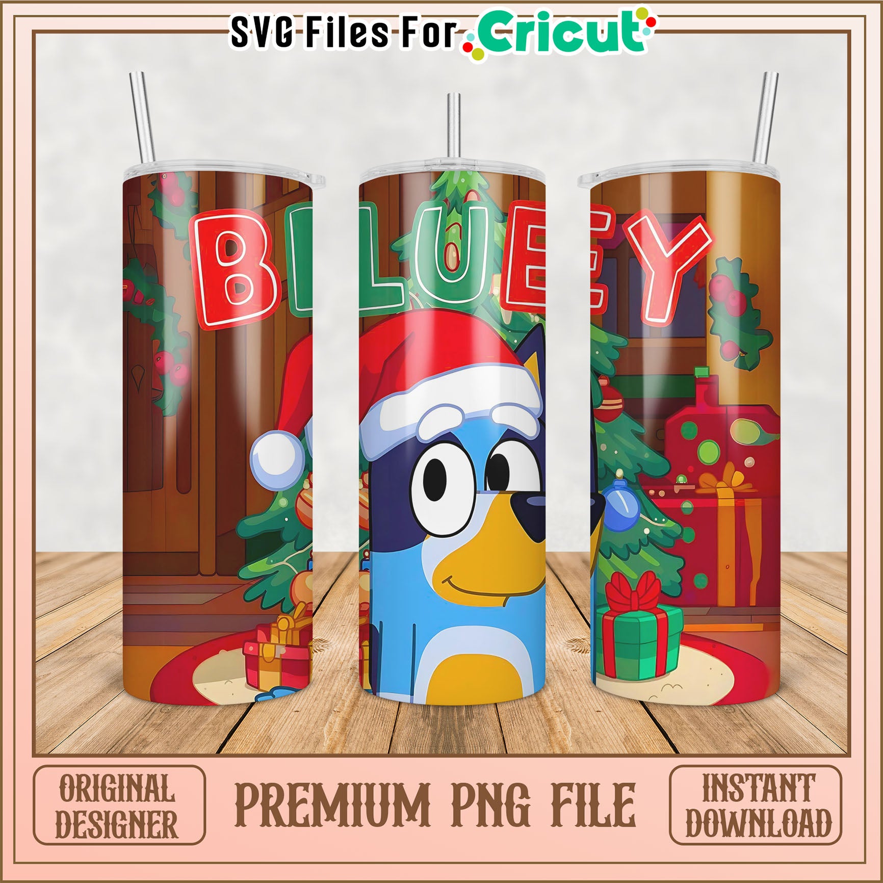 Bluey Christmas PNG Tumbler Design