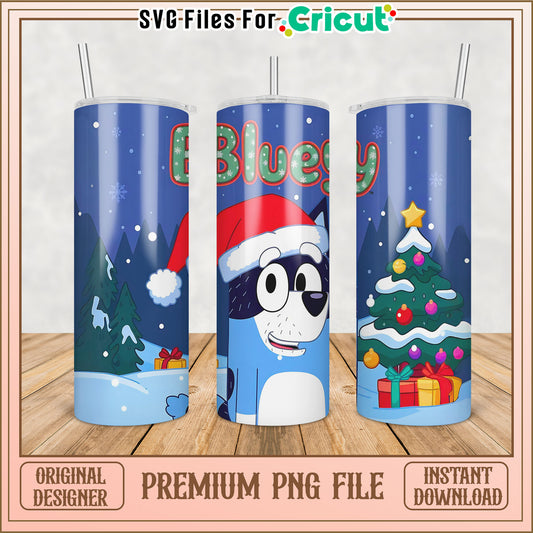 Bluey Christmas Tumbler PNG Design for Cricut Projects Download