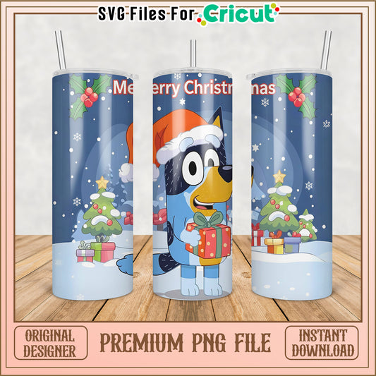 Bluey Christmas Tumbler PNG Sublimation