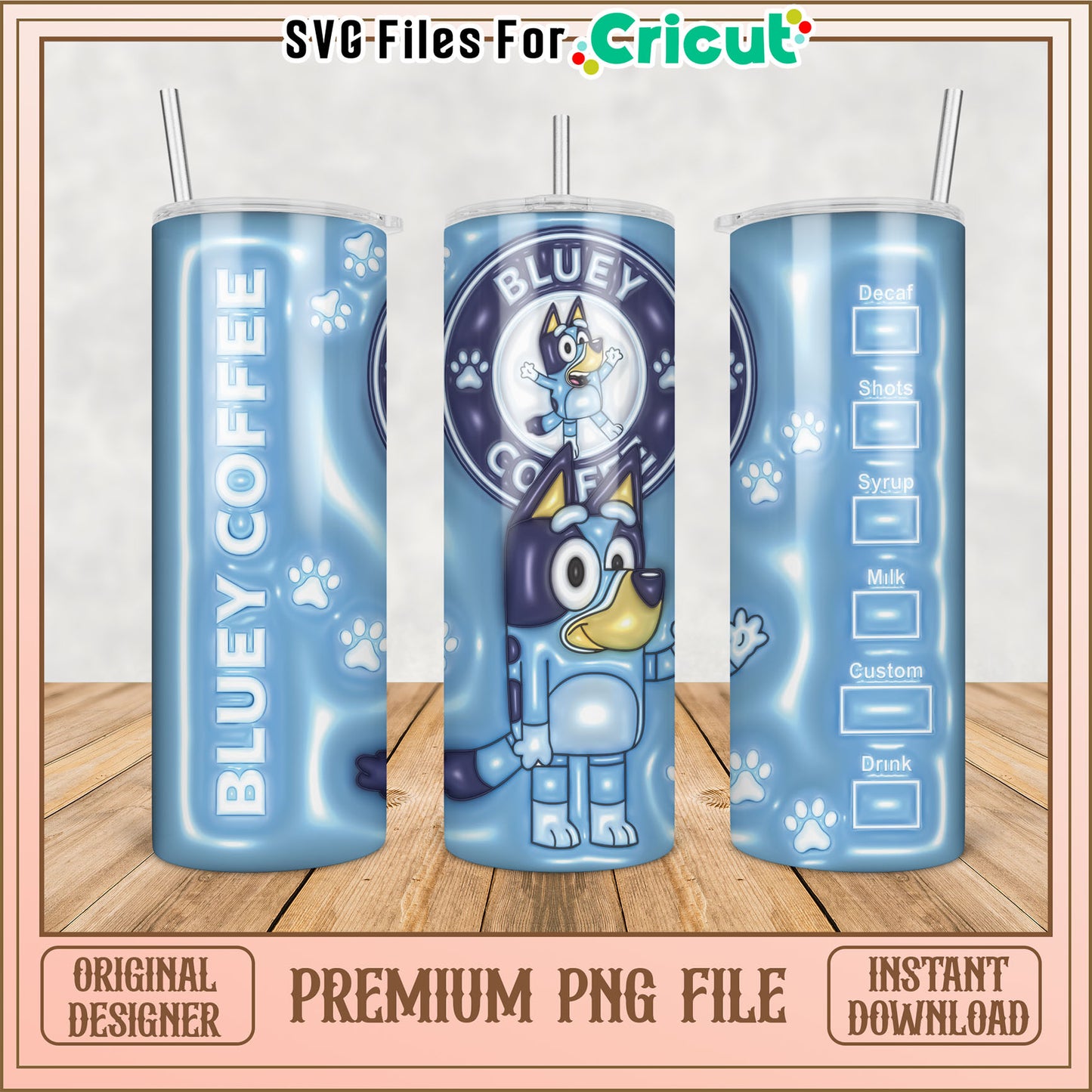 Bluey Coffee Tumbler PNG Sublimation Design