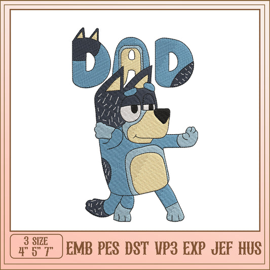 Bluey Dad Embroidery Design