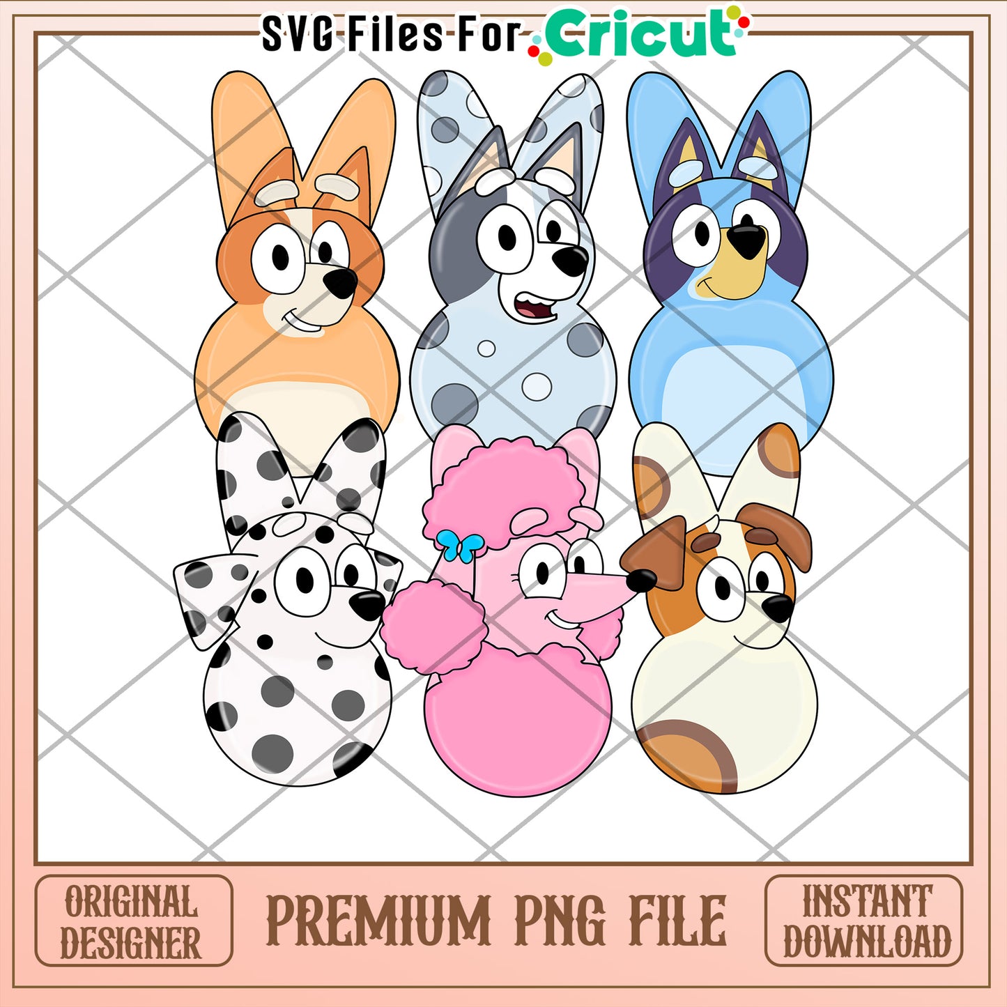 Bluey Dogs PNG Cricut Files Instant Download
