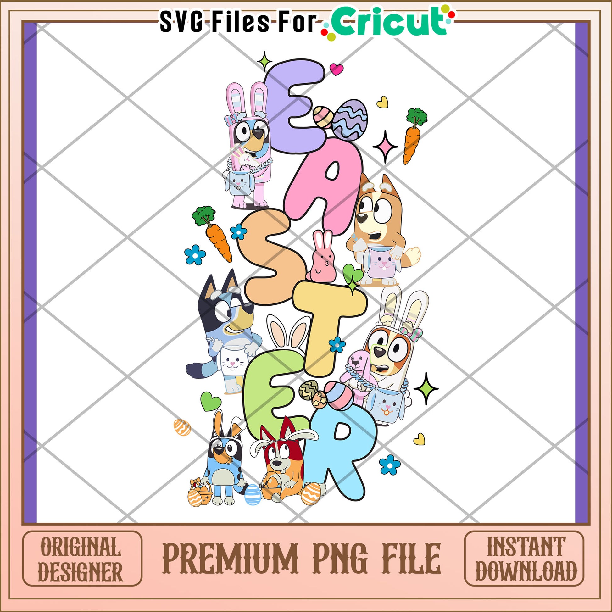 Bluey Easter PNG Design Instant Download