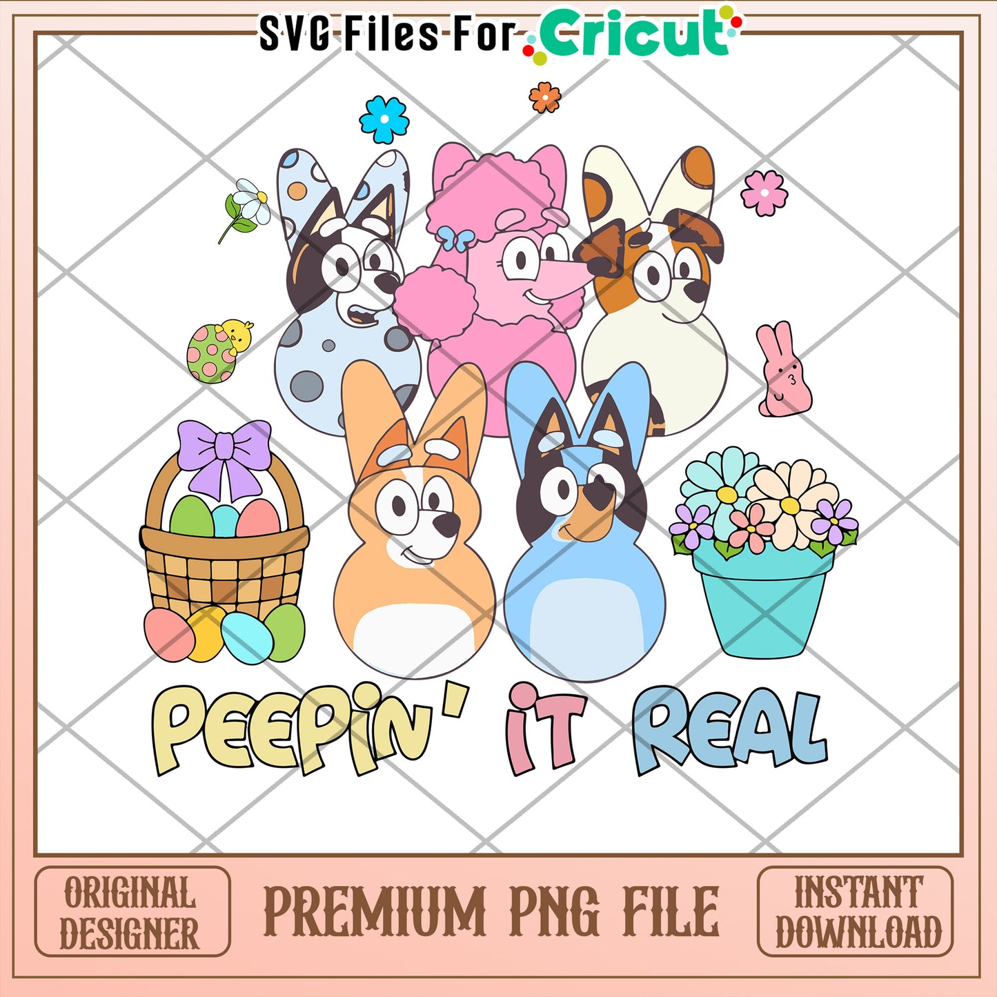 Bluey Easter Peeps PNG Cricut File