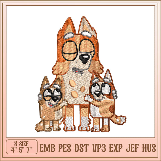 Bluey Family Embroidery Design