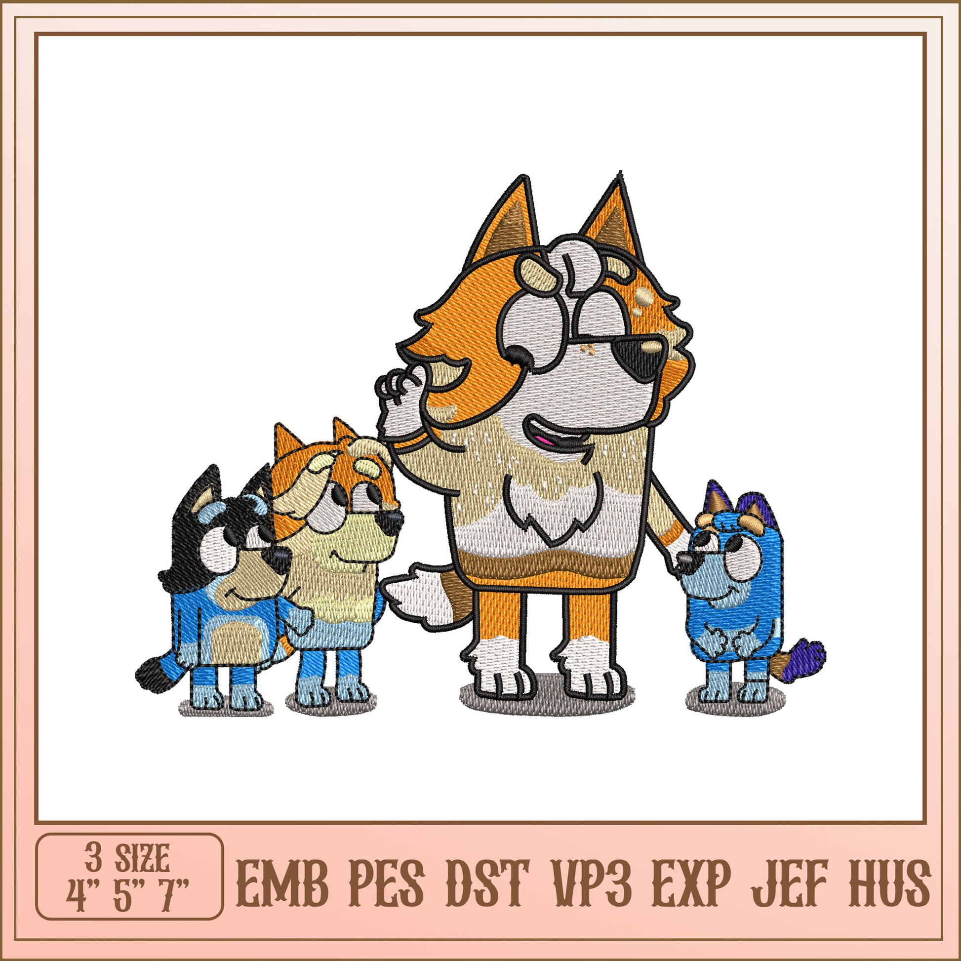 Bluey Family Embroidery Designs