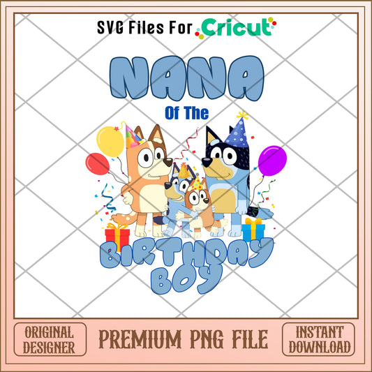 Bluey God nana of the birthday boy cartoon png, Bluey characters png, Digital Download