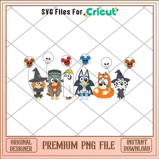 Bluey Halloween Magic Kingdom png, Bluey characters png, Digital Download