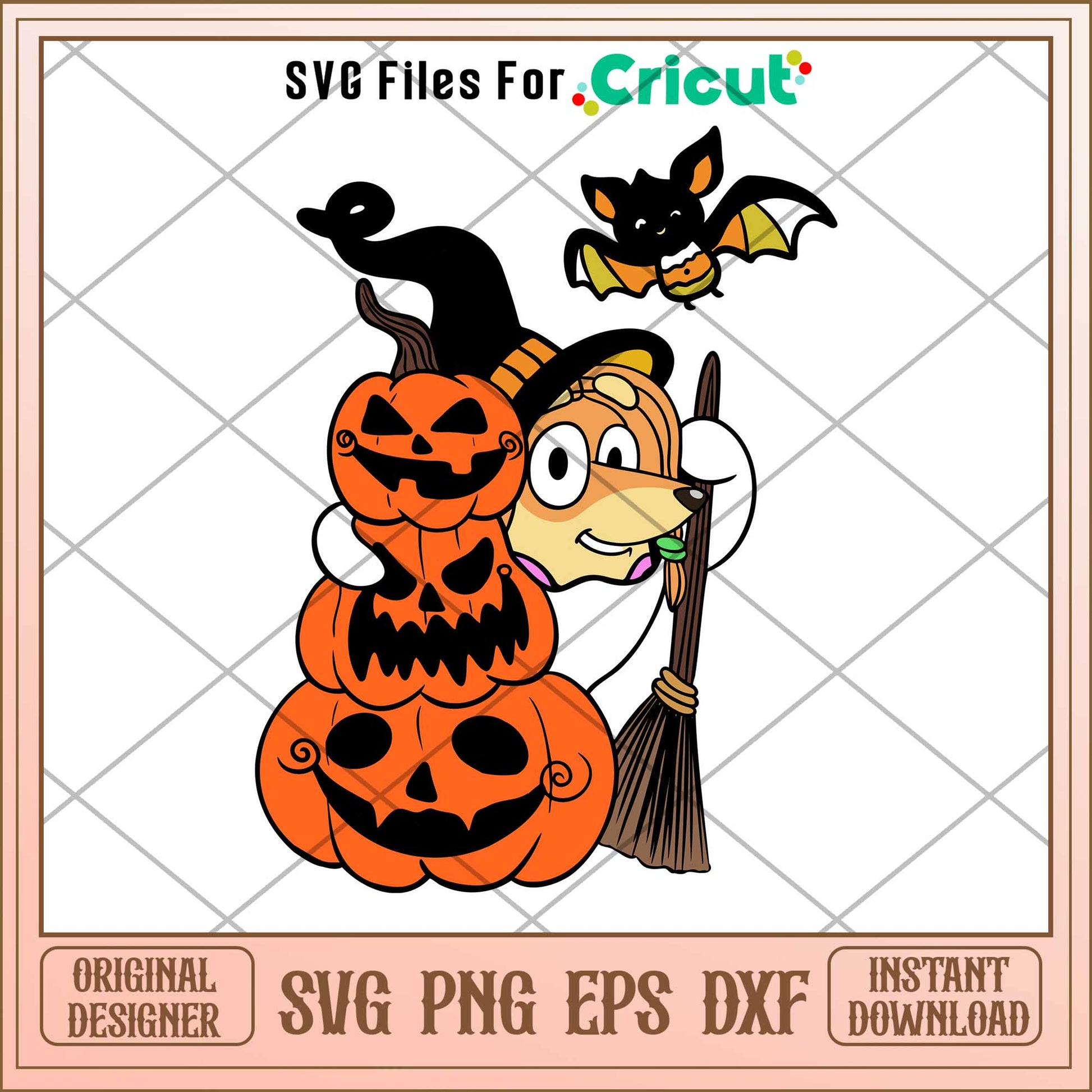 Bluey Indy and pumpkin svg,  bluey characters svg, Digital Download
