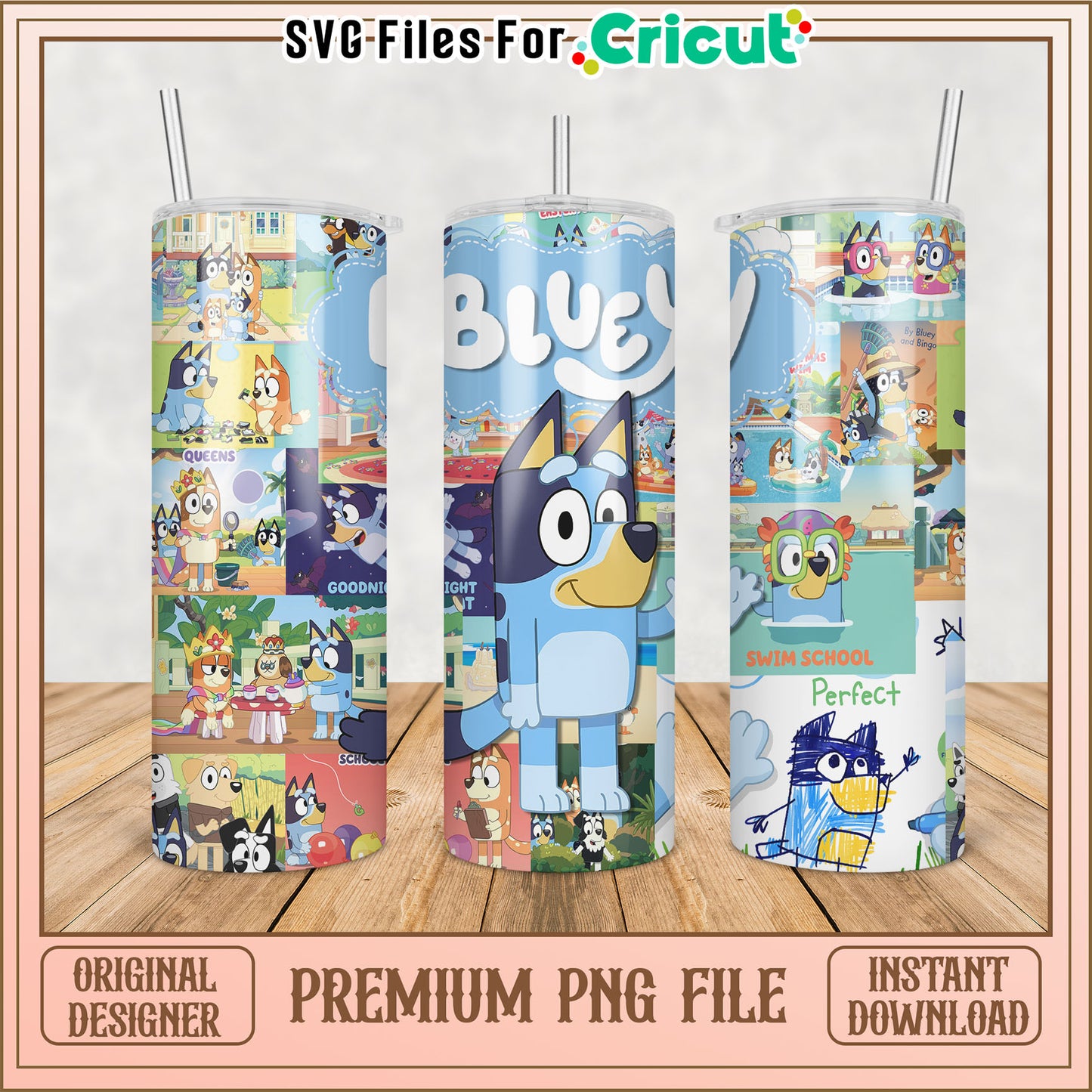 Bluey Inspired Tumbler PNG File for Cricut Instant Download