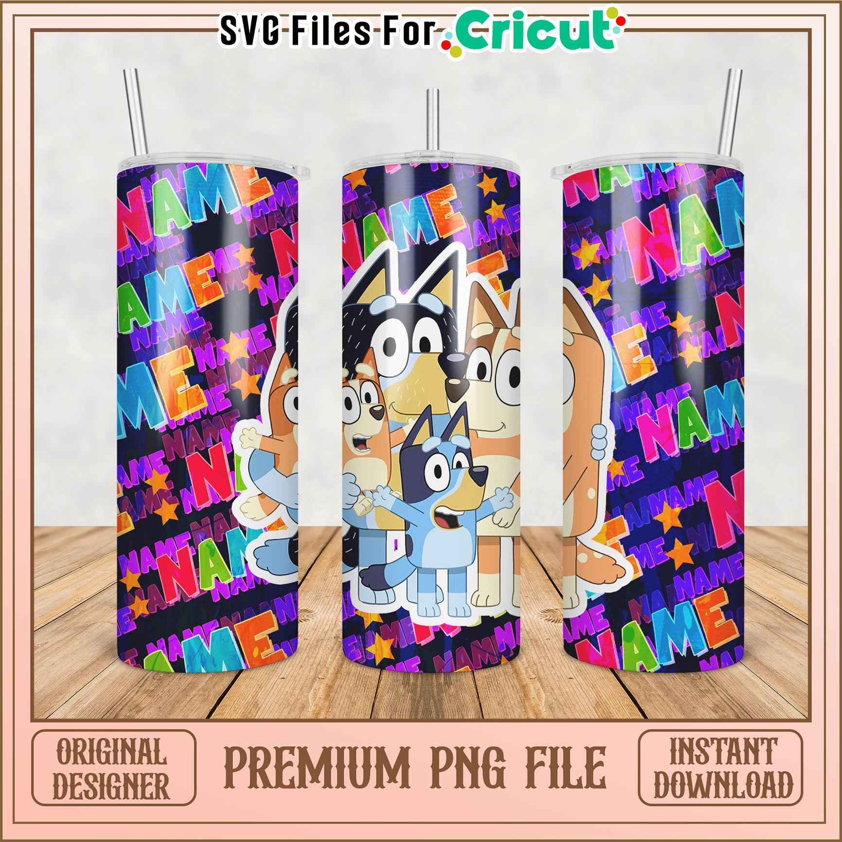 Bluey Kids Tumbler PNG Sublimation Design