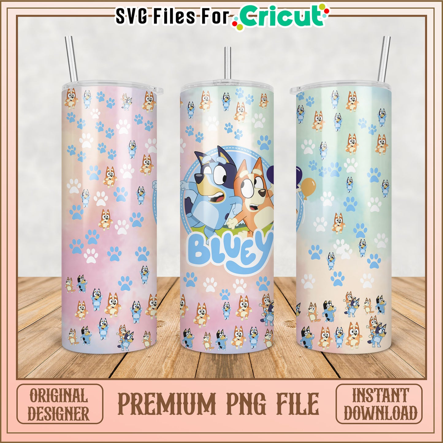 Bluey PNG Sublimation Design for Tumblers