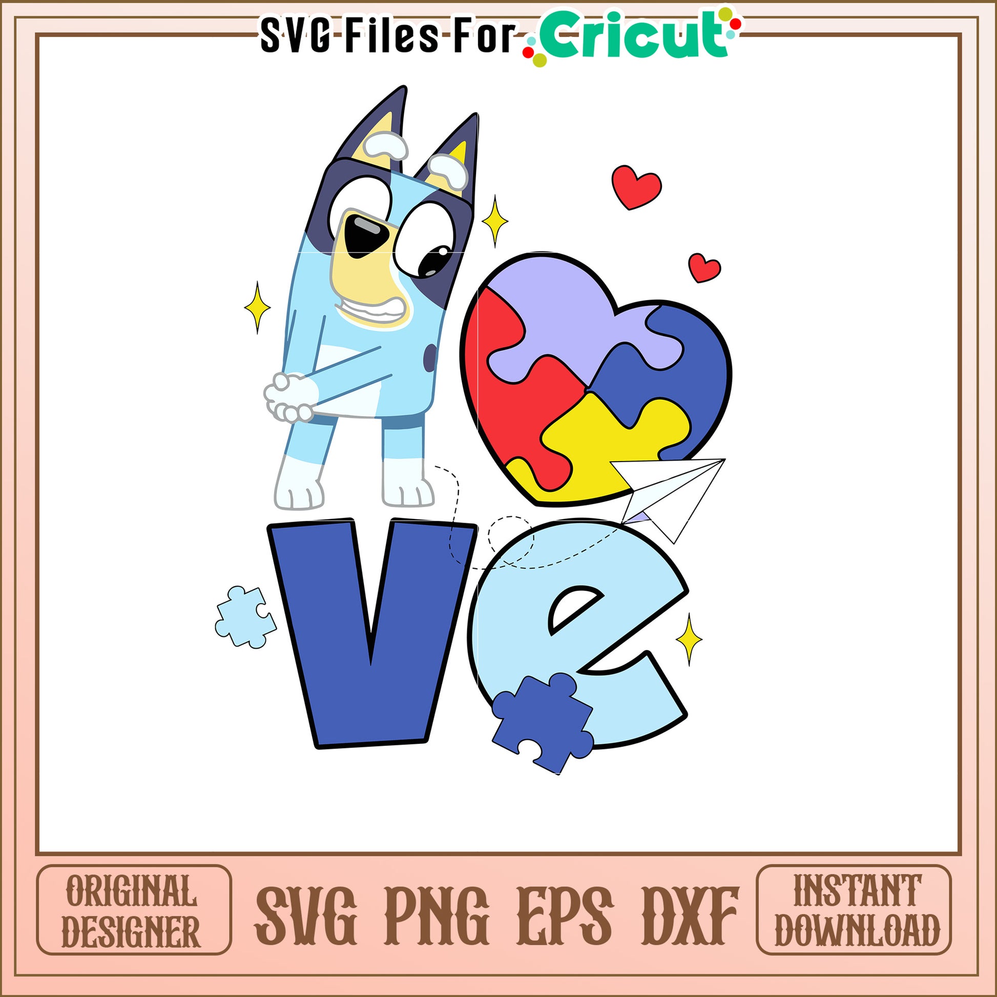 Bluey Puzzle Piece Love SVG