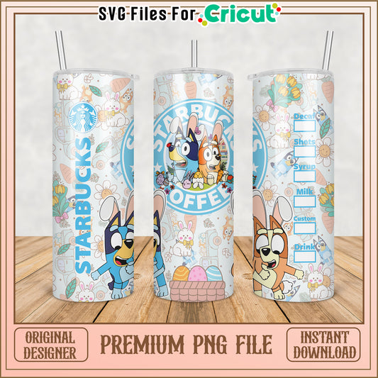 Bluey Starbucks Easter Tumbler PNG