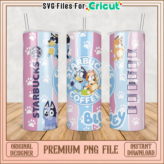 Bluey Starbucks PNG Tumbler Template